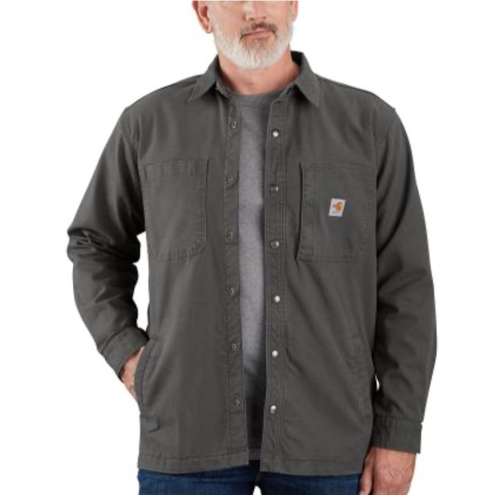 NWT Carhartt 2XL Flame Resistant Rugged Flex Canvas Shirt Jacket Shadow Grey